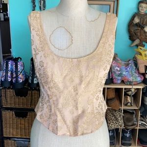 Gold floral printed corsets style top.